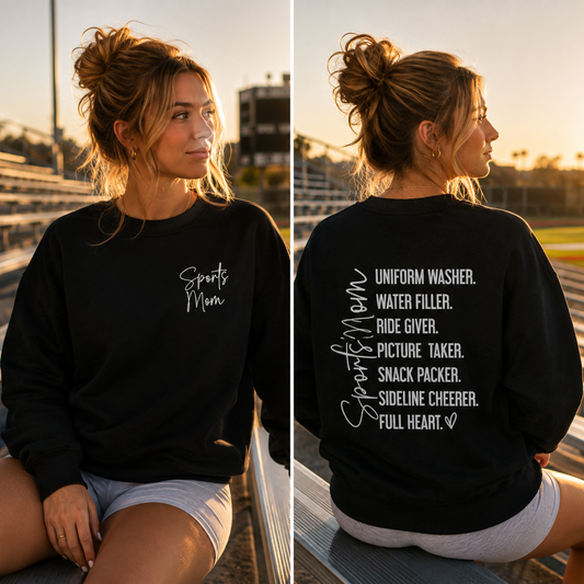 Sports Mom Uniform Washer Water Filler Sideline Cheerer Crewneck Sweatshirt