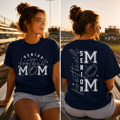 Senior Football Mom - Gray & White Design - T-Shirt