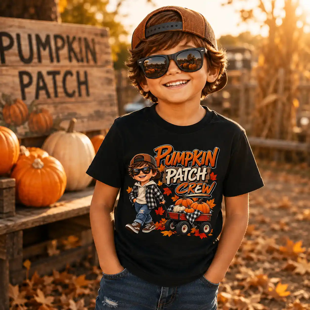 Pumpkin Patch Crew – Fall Harvest Adventure Youth T-Shirt