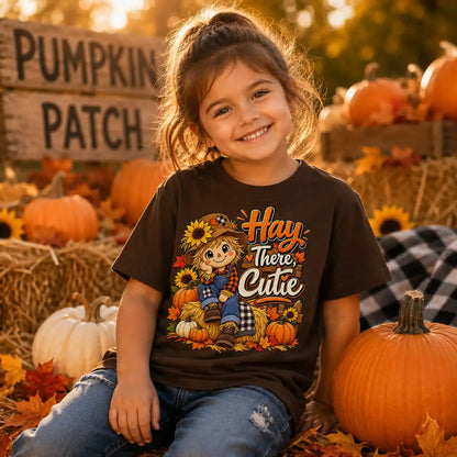 Hay There, Cutie – Cute Scarecrow Fall Youth T-Shirt