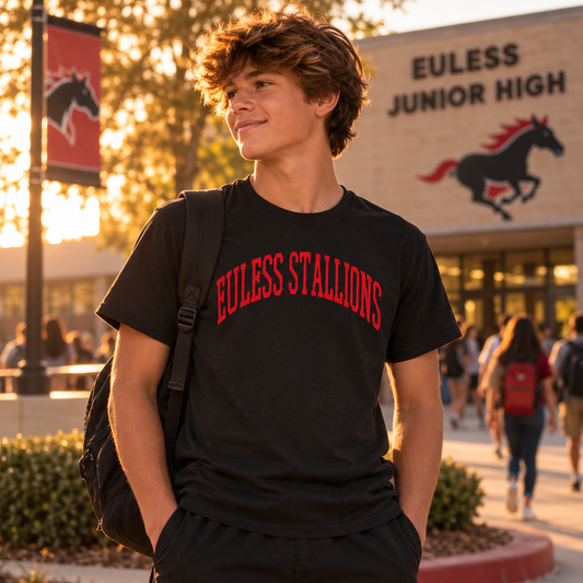 Euless Stallions – Classic Collegiate - Red Design - T-Shirt