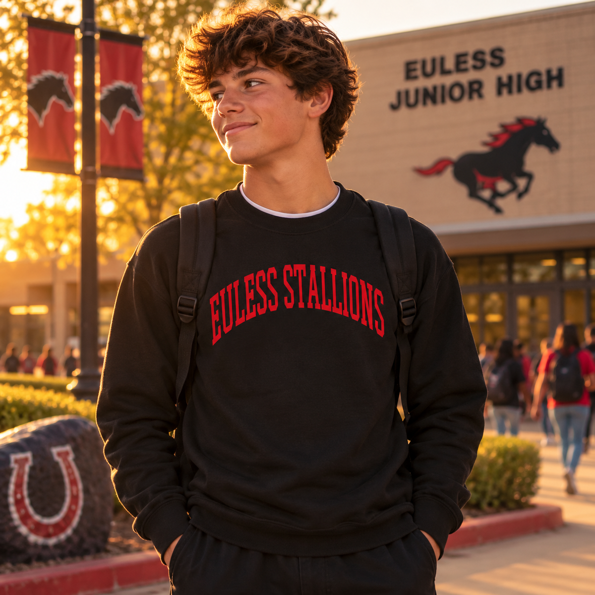 Euless Stallions – Classic Collegiate - Red Design - Crewneck Sweatshirt