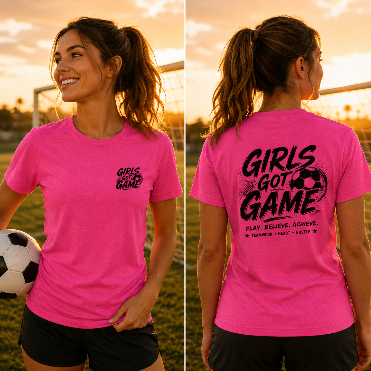 Girls Got Game - Black Design - Soccer T-Shirt