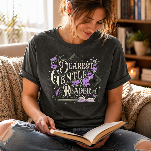 Dearest Gentle Reader – Vintage Floral Book Lover Graphic - T-Shirt
