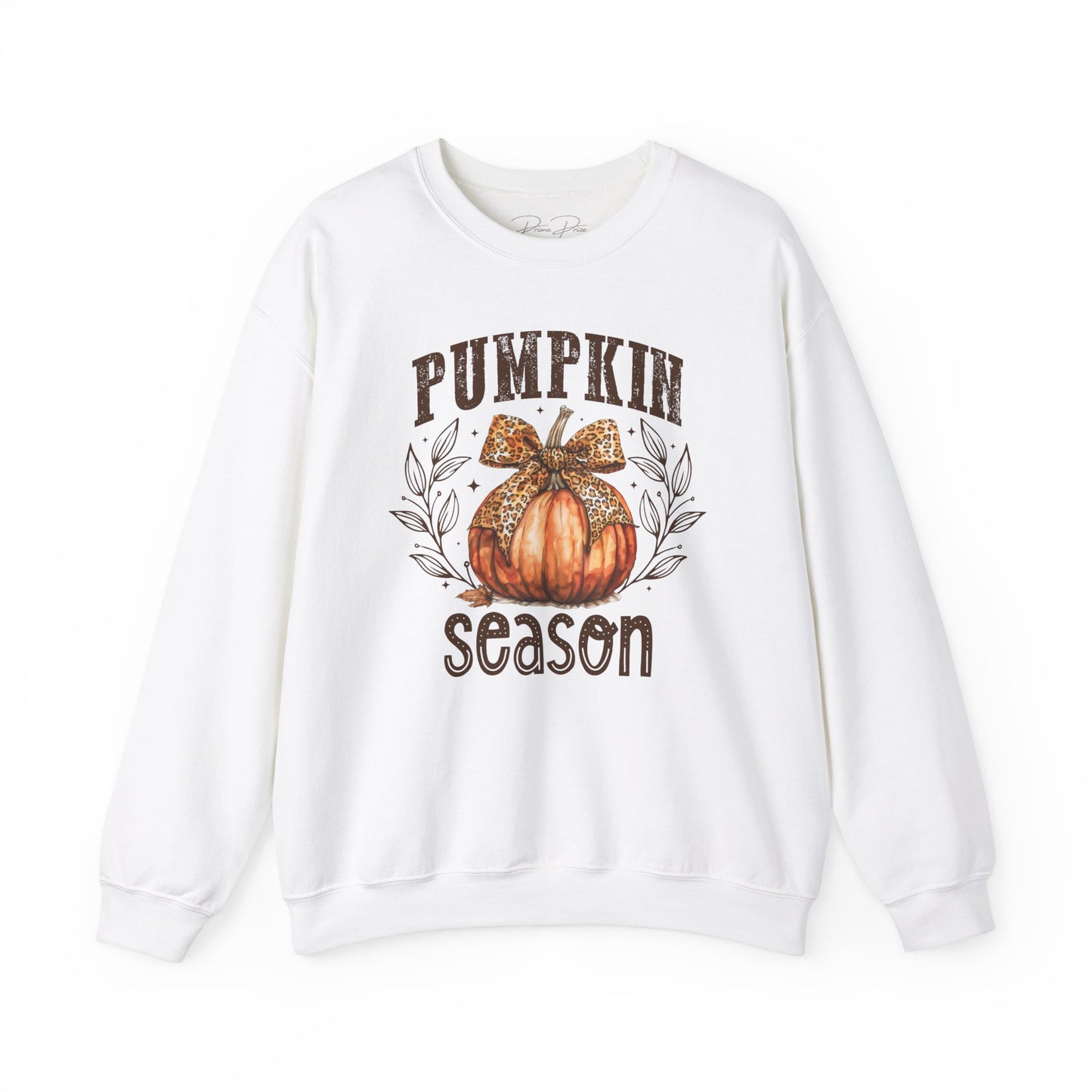 Pumpkin Season Leopard Print Coquette Bow Crewneck Sweatshirt