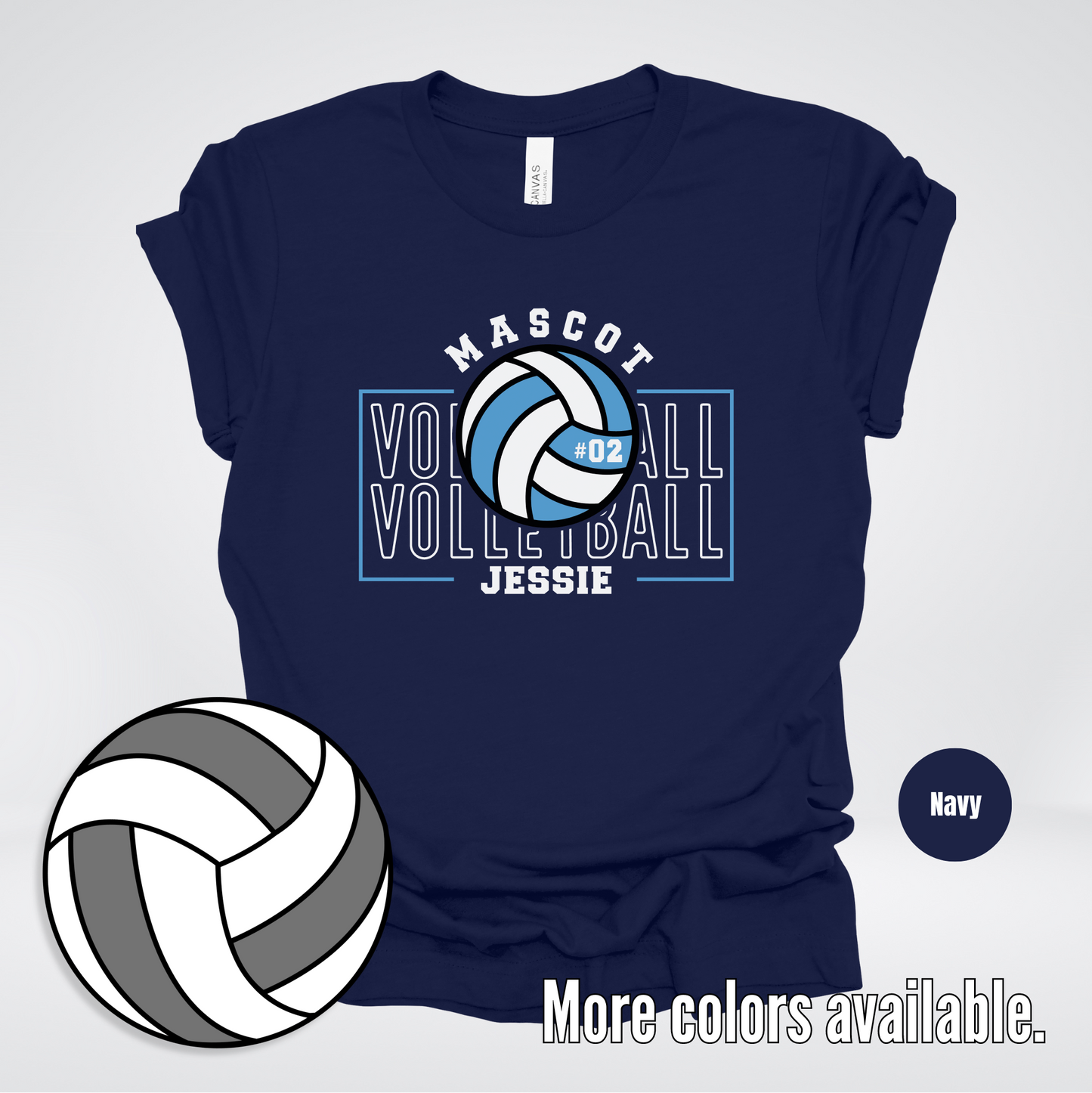 Custom Mascot, Number, & Name – Light Blue - Volleyball Design 3 T-Shirt