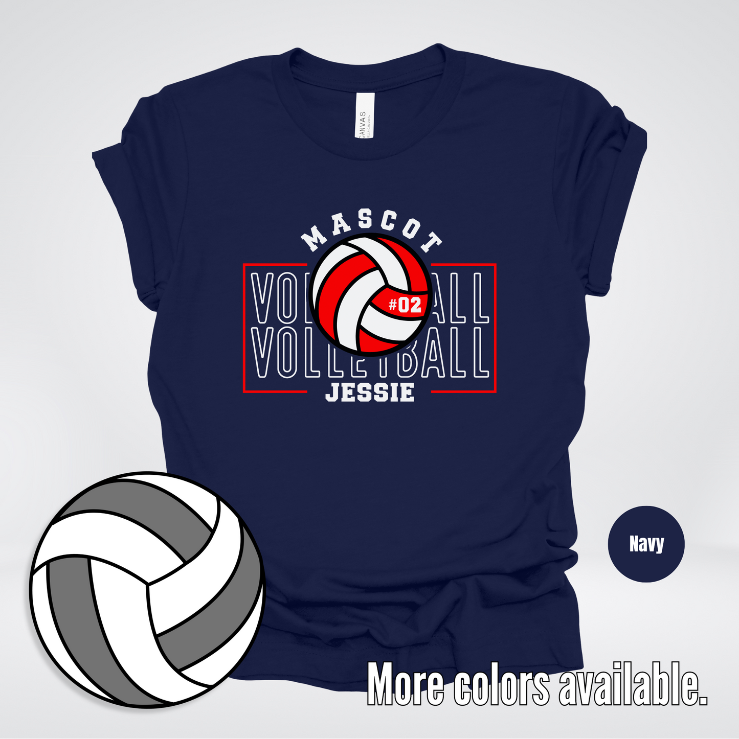 Custom Mascot, Number, & Name – Red - Volleyball Design 10 T-Shirt