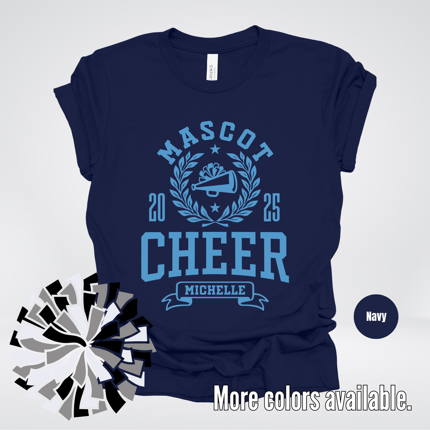 Custom Mascot, Year, & Name – Light Blue - Cheer Design 23 T-Shirt