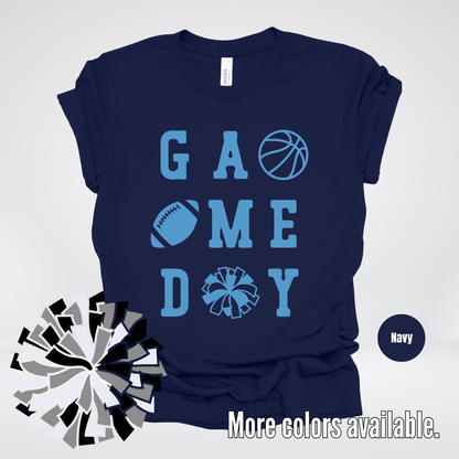 Game Day – Light Blue Design - Basketball Football Cheer T-Shirt