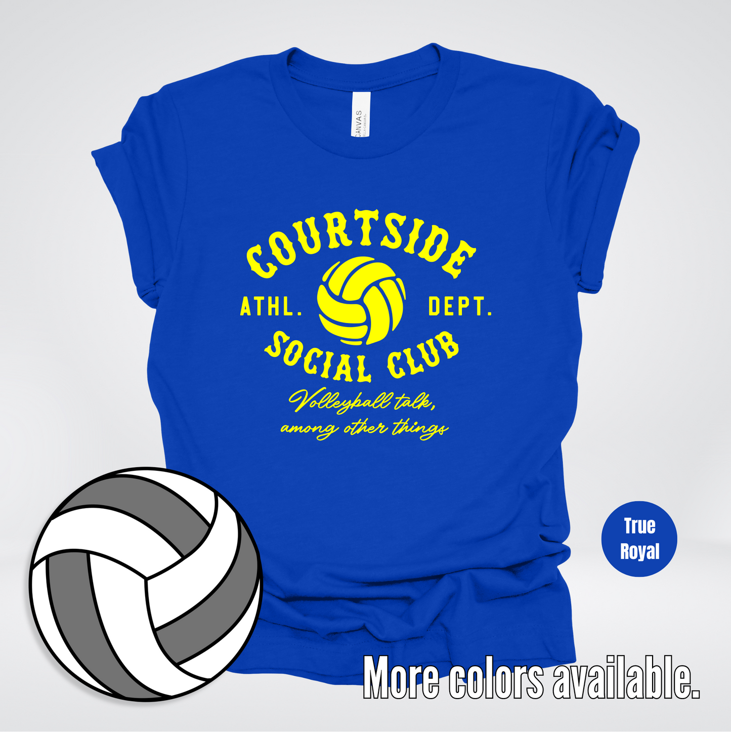 Courtside Social Club – Yellow – Volleyball Design T-Shirt