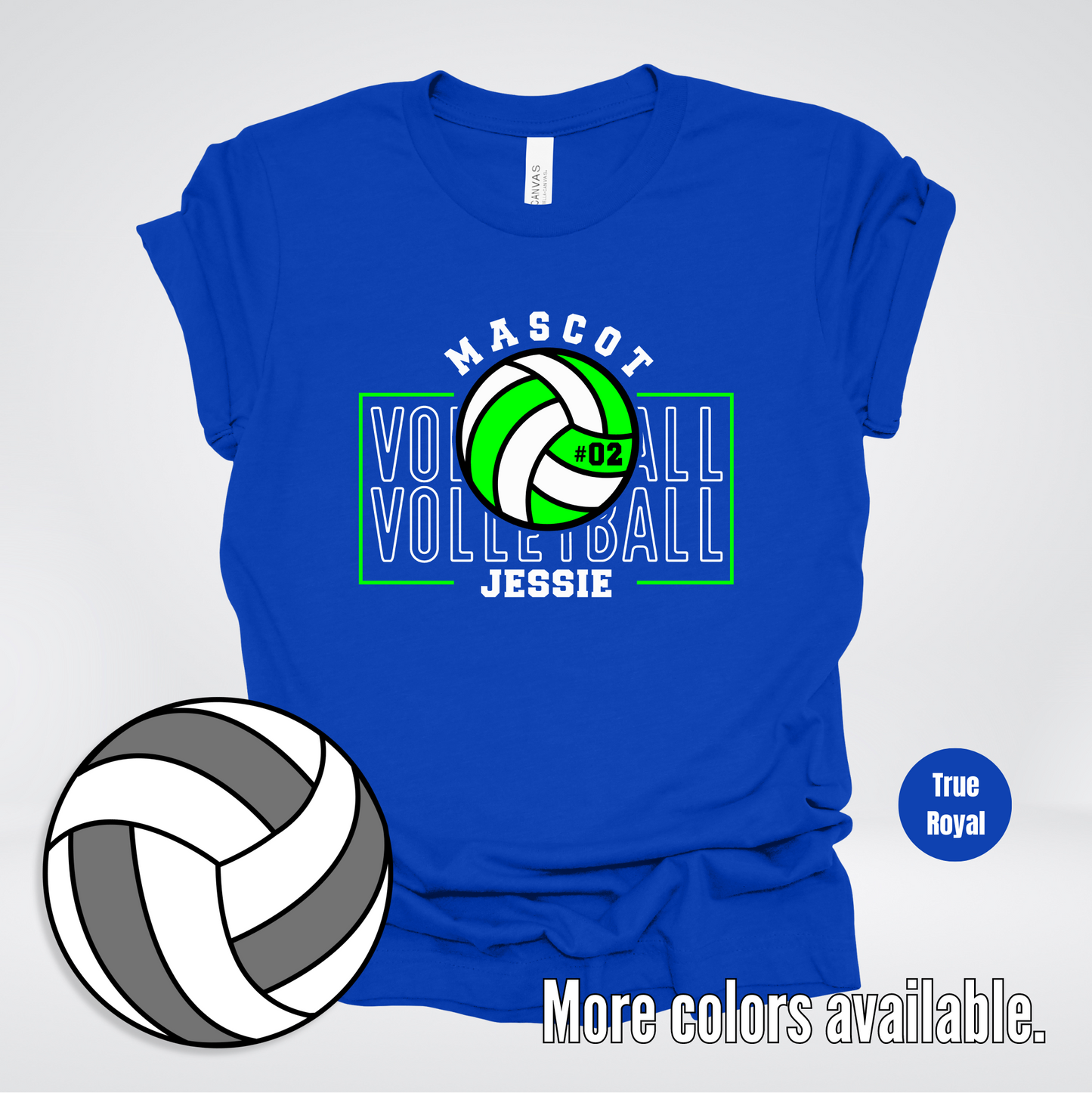 Custom Mascot, Number, & Name – Green - Volleyball Design 12 T-Shirt