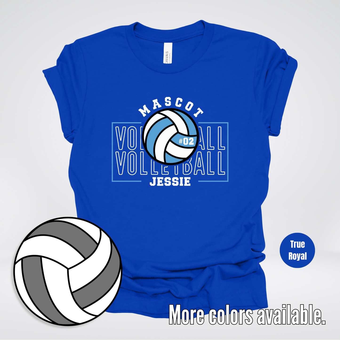 Custom Mascot, Number, & Name – Light Blue - Volleyball Design 3 T-Shirt