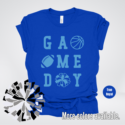 Game Day – Light Blue Design - Basketball Football Cheer T-Shirt