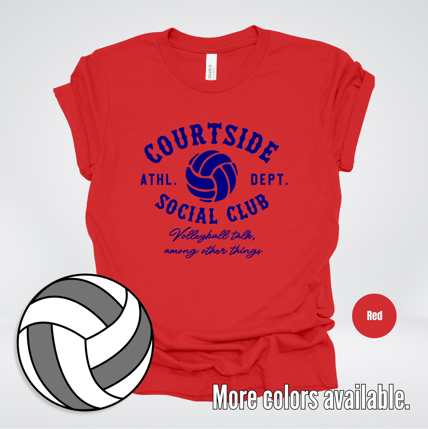 Courtside Social Club – Navy – Volleyball Design T-Shirt