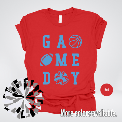 Game Day – Light Blue Design - Basketball Football Cheer T-Shirt