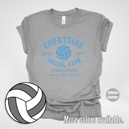 Courtside Social Club – Light Blue – Volleyball Design T-Shirt