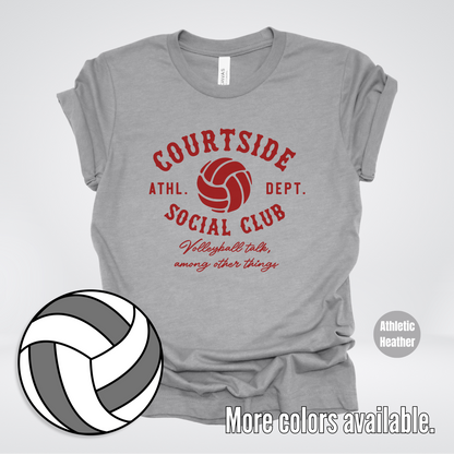 Courtside Social Club – Maroon – Volleyball Design T-Shirt