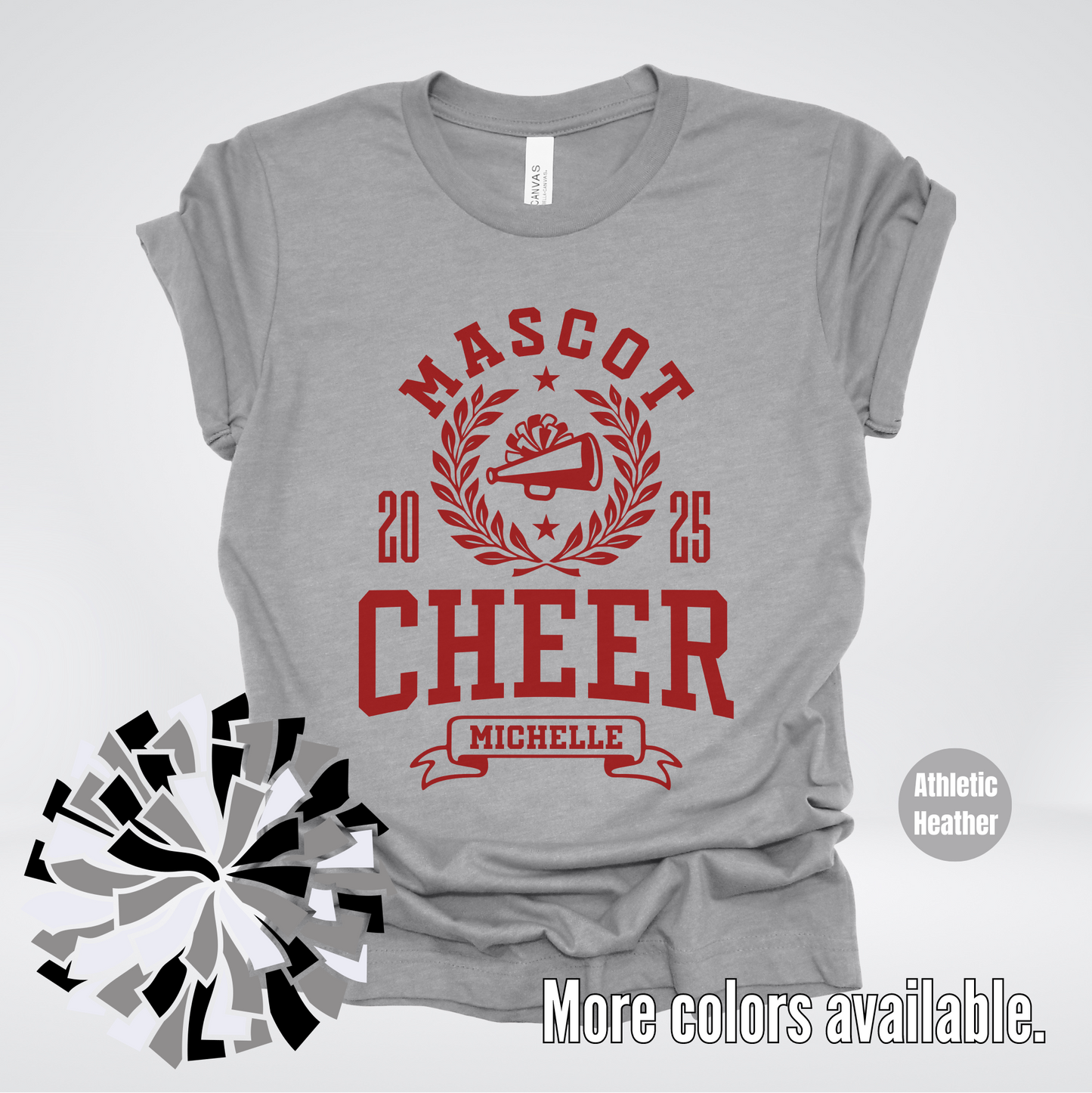 Custom Mascot, Year, & Name – Maroon - Cheer Design 24 T-Shirt