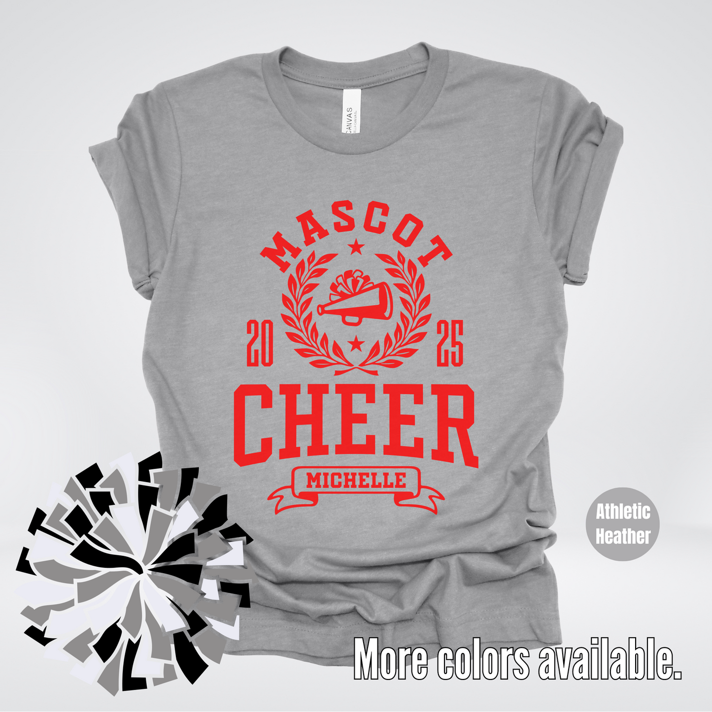 Custom Mascot, Year, & Name – Red - Cheer Design 23 T-Shirt