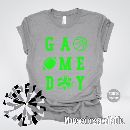 Game Day – Green Design - Basketball Football Cheer T-Shirt