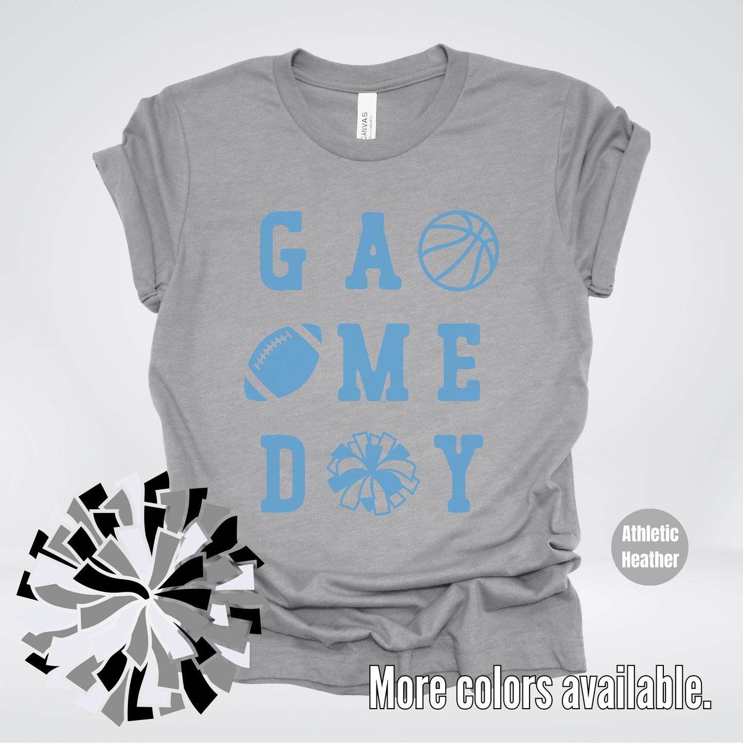 Game Day – Light Blue Design - Basketball Football Cheer T-Shirt