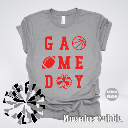 Game Day – Red Design - Basketball Football Cheer T-Shirt