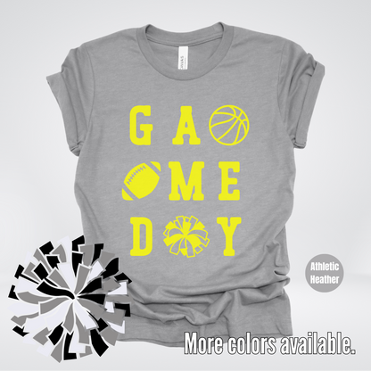 Game Day – Yellow Design - Basketball Football Cheer T-Shirt