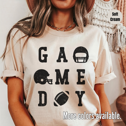 Game Day Football 3 x 3 Black Design T-Shirt