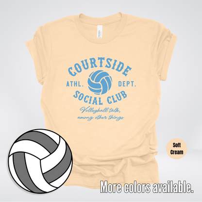 Courtside Social Club – Light Blue – Volleyball Design T-Shirt