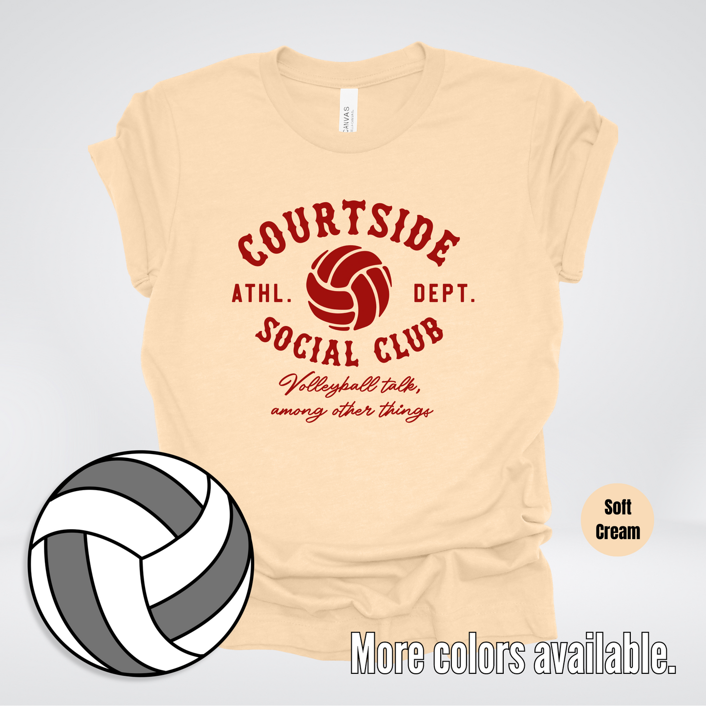 Courtside Social Club – Maroon – Volleyball Design T-Shirt