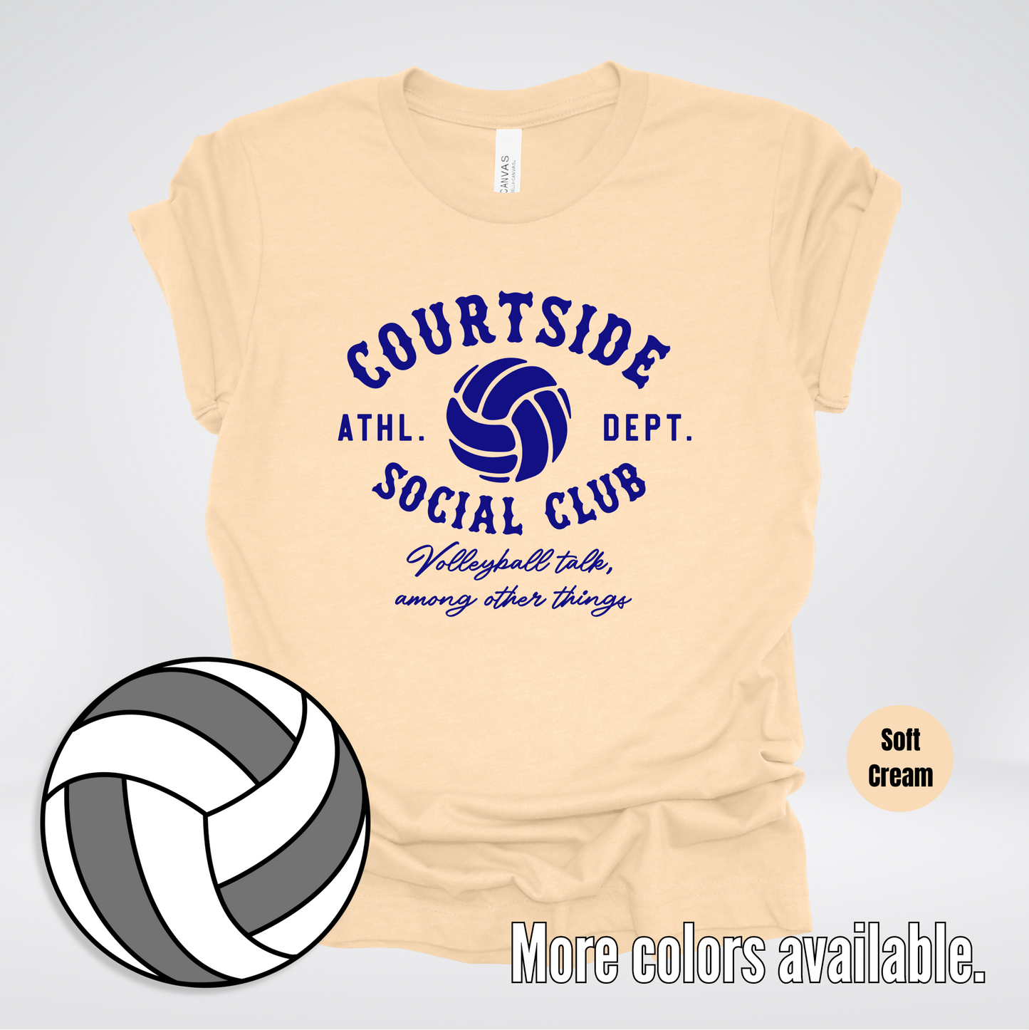 Courtside Social Club – Navy – Volleyball Design T-Shirt