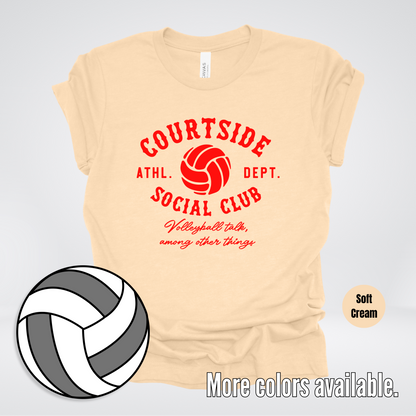 Courtside Social Club – Red – Volleyball Design T-Shirt