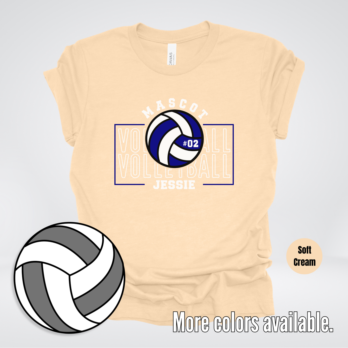 Custom Mascot, Number, & Name – Navy - Volleyball Design 13 T-Shirt