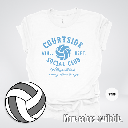 Courtside Social Club – Light Blue – Volleyball Design T-Shirt