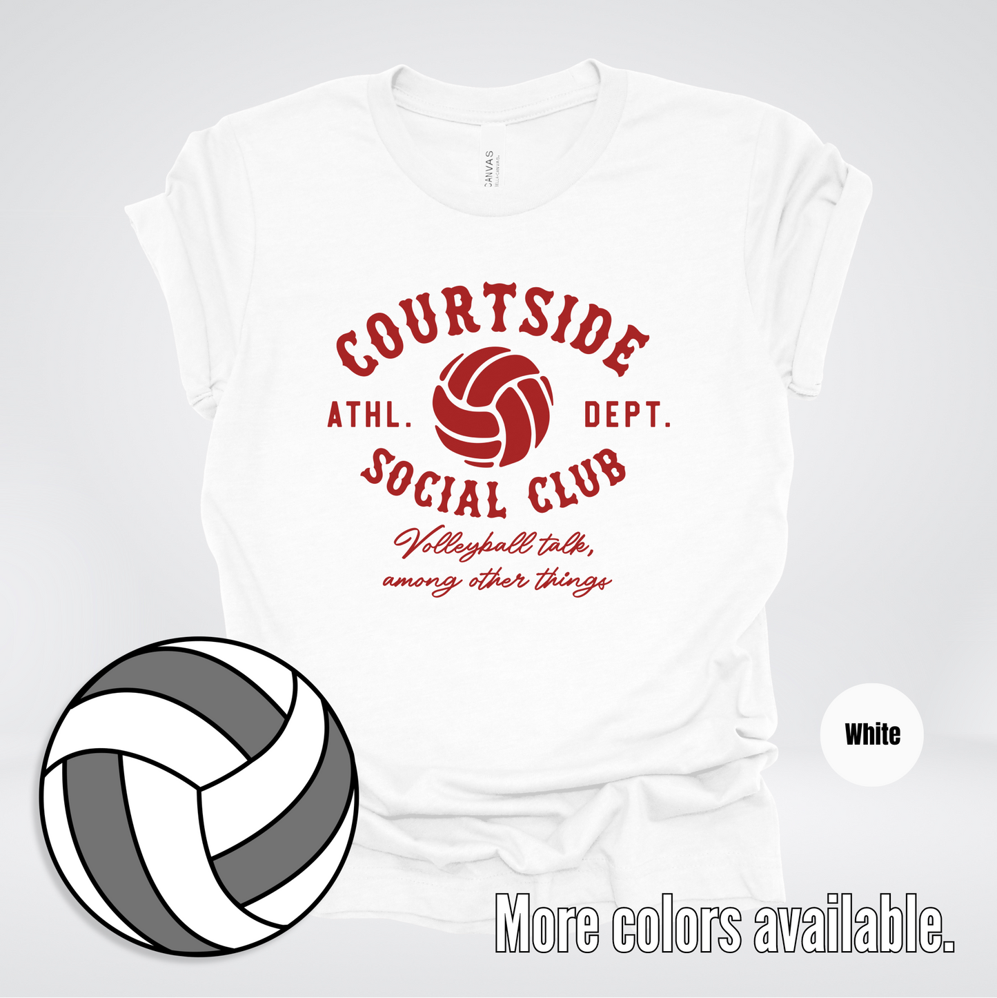 Courtside Social Club – Maroon – Volleyball Design T-Shirt