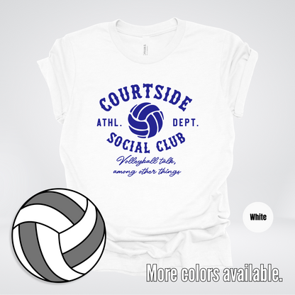 Courtside Social Club – Navy – Volleyball Design T-Shirt