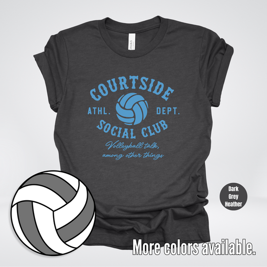 Courtside Social Club – Light Blue – Volleyball Design T-Shirt