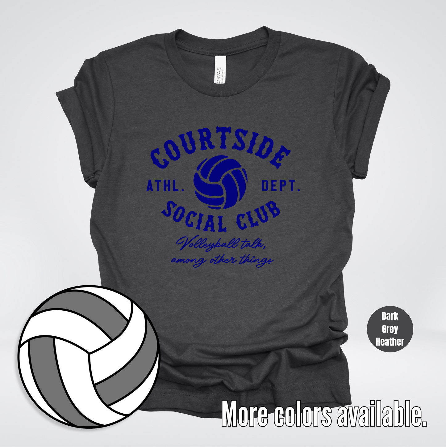 Courtside Social Club – Navy – Volleyball Design T-Shirt