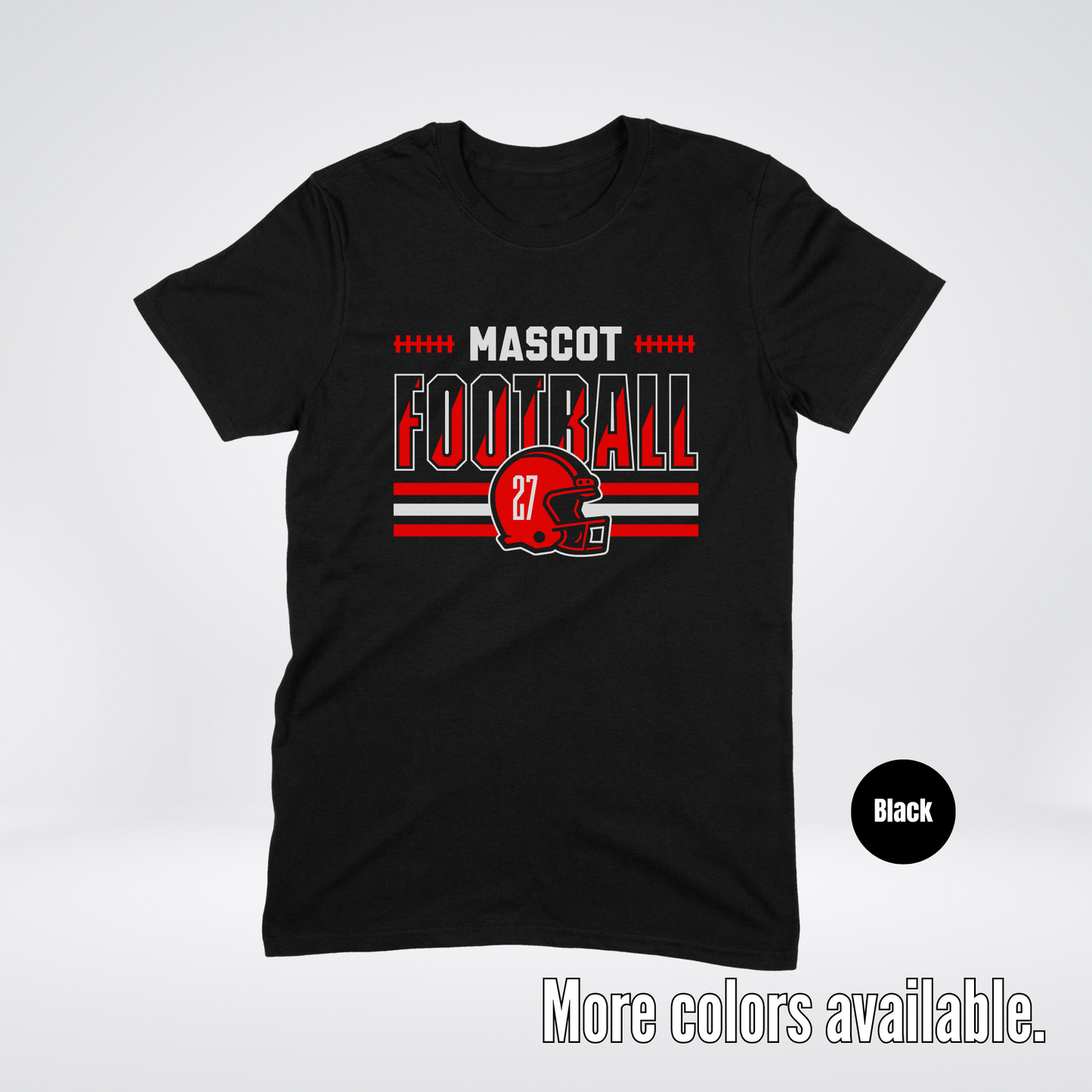 Custom Mascot & Number - Red - Football Design 2 T-Shirt