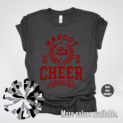 Custom Mascot, Year, & Name – Maroon - Cheer Design 24 T-Shirt