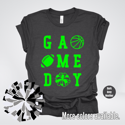 Game Day – Green Design - Basketball Football Cheer T-Shirt