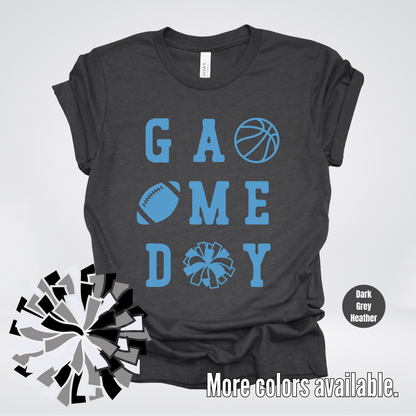 Game Day – Light Blue Design - Basketball Football Cheer T-Shirt