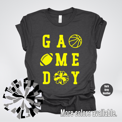 Game Day – Yellow Design - Basketball Football Cheer T-Shirt