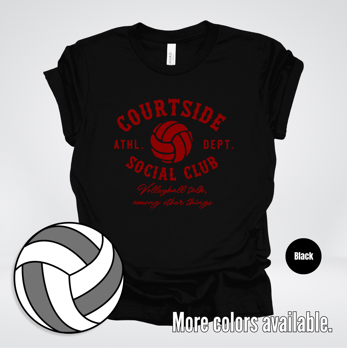 Courtside Social Club – Maroon – Volleyball Design T-Shirt