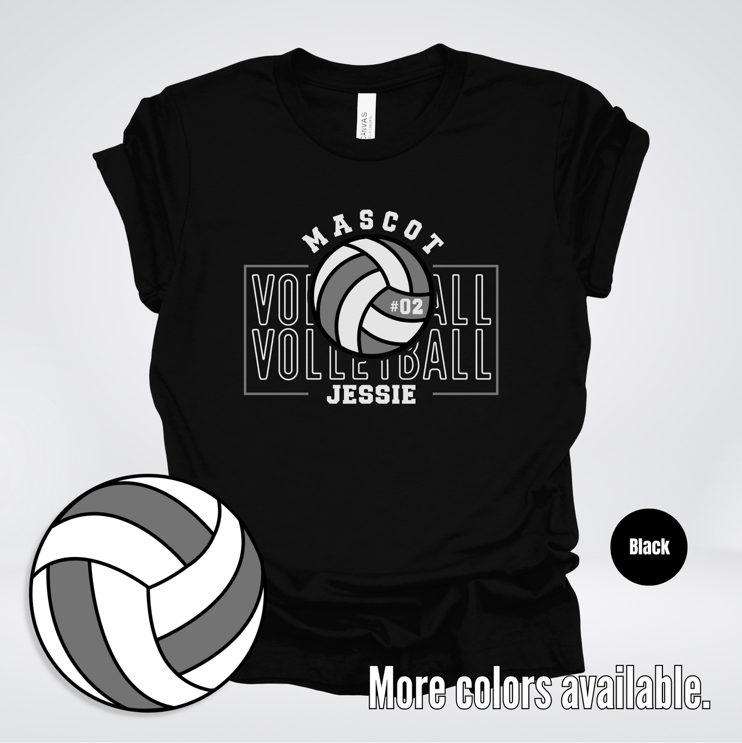 Custom Mascot, Number, & Name – Gray - Volleyball Design 8 T-Shirt