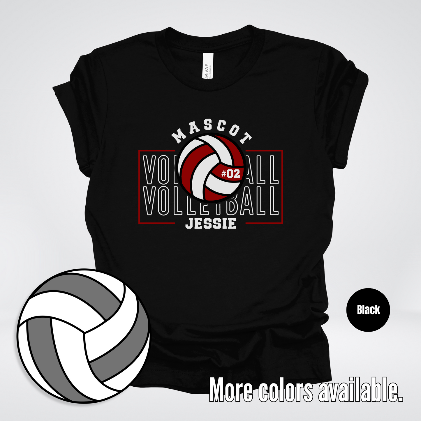 Custom Mascot, Number, & Name - Maroon - Volleyball Design 2 T-Shirt