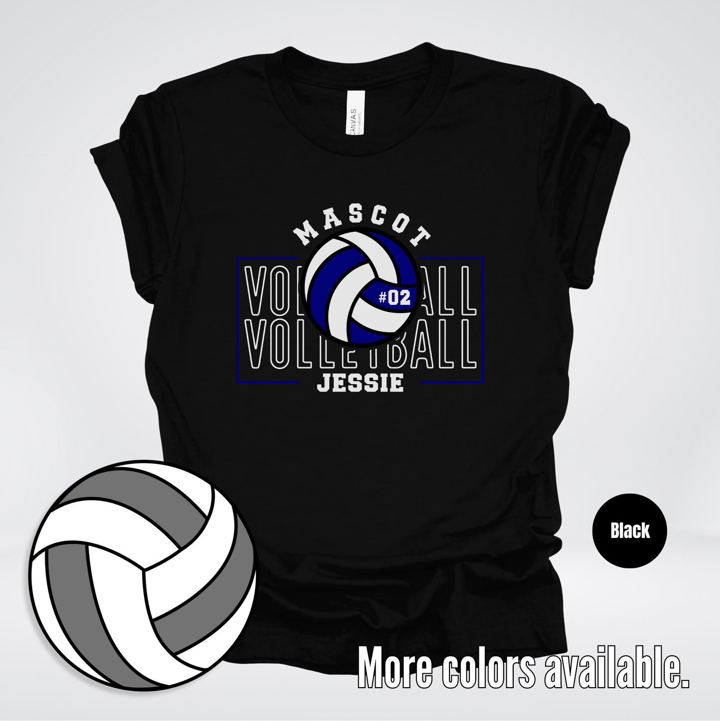 Custom Mascot, Number, & Name – Navy - Volleyball Design 13 T-Shirt