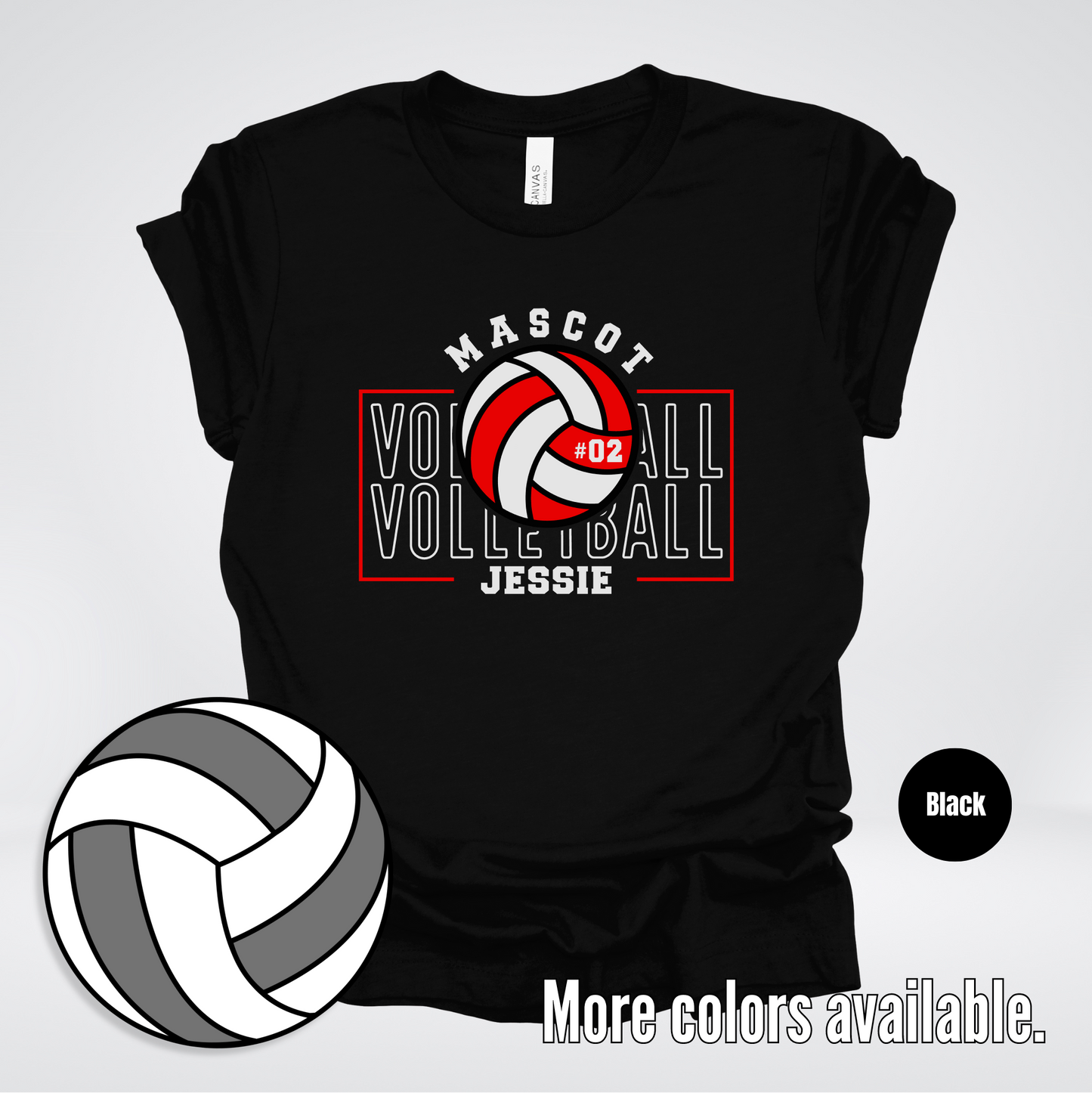 Custom Mascot, Number, & Name – Red - Volleyball Design 10 T-Shirt