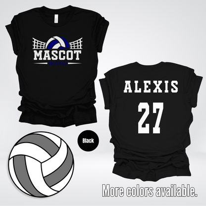 Custom Mascot, Number, & Name - Navy - Volleyball Design 23 T-Shirt