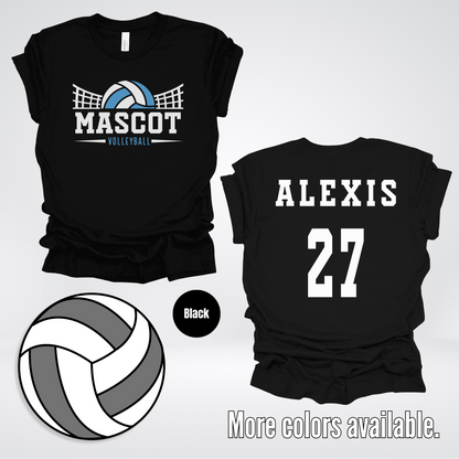 Custom Mascot, Number, & Name – Light Blue - Volleyball Design 24 T-Shirt